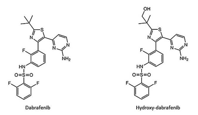 开发并验证新的LC-MS/MS方法，用于定量人血浆中达拉非尼及其主要代谢物羟基达拉非尼 (OHD)。本研究中OHD(纯度>99%)通过HJC黄金城平台合成